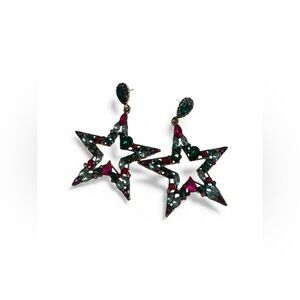 Women’s Mixed Color Crystal Rhinestone Star Dangle Earrings